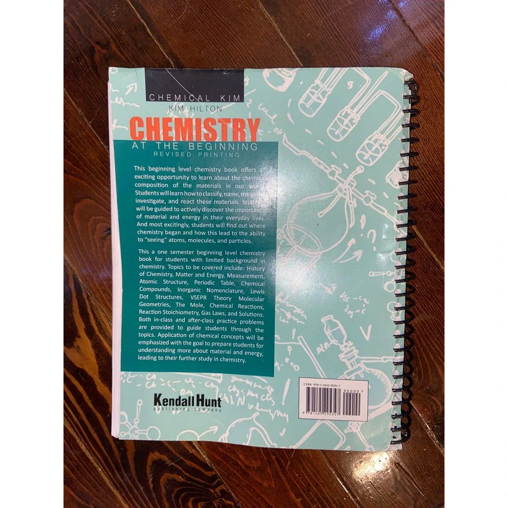 Chemistry at the Beginning Revised Printing Kim Hilton Chemical Kim Textbook